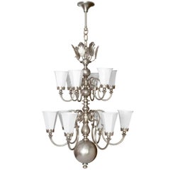 Vintage Large 1920's Scandinavian Modern Chandelier with 12 arms made by Svenskt Tenn