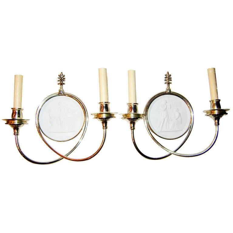 Silver Plated Neoclassic Sconces