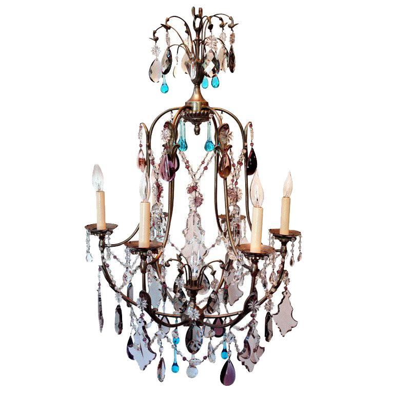 Silver Plated Chandelier with Crystals