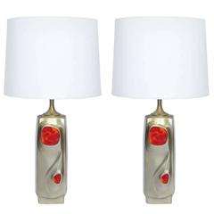 Pair of 1970s Sculptural Table Lamps