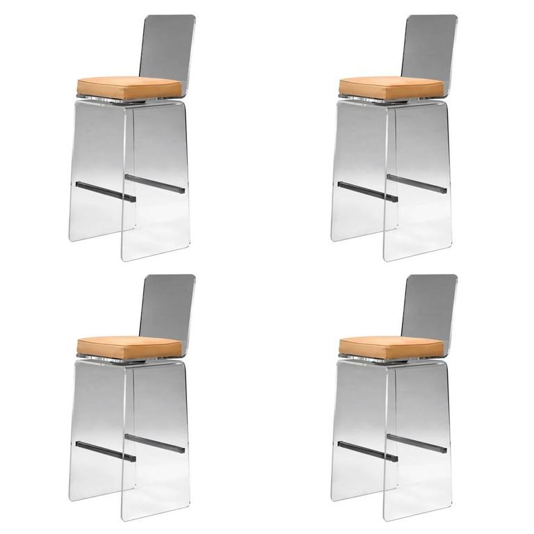 Set Of Four Waterfall Barstools By Charles Hollis Jones For Set Of Four Waterfall Barstools By Charles Hollis Jones