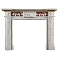 18th Century Antique English Neoclassical Marble Fireplace Mantel