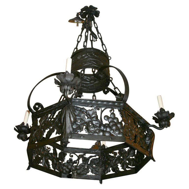 Large Wrought Iron Chandelier For Sale