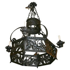Antique Large Wrought Iron Chandelier