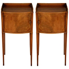 Pair of George III Mahogany and Box Wood Strung Bedside Cabinets 2