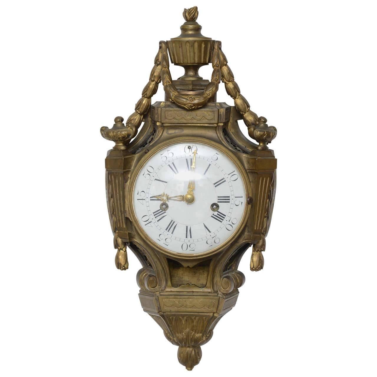 Louis XVI Bronze Cartel Clock, Signed Mabille
