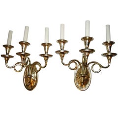 Juego de candelabros franceses de bronce dorado, Se venden por pareja