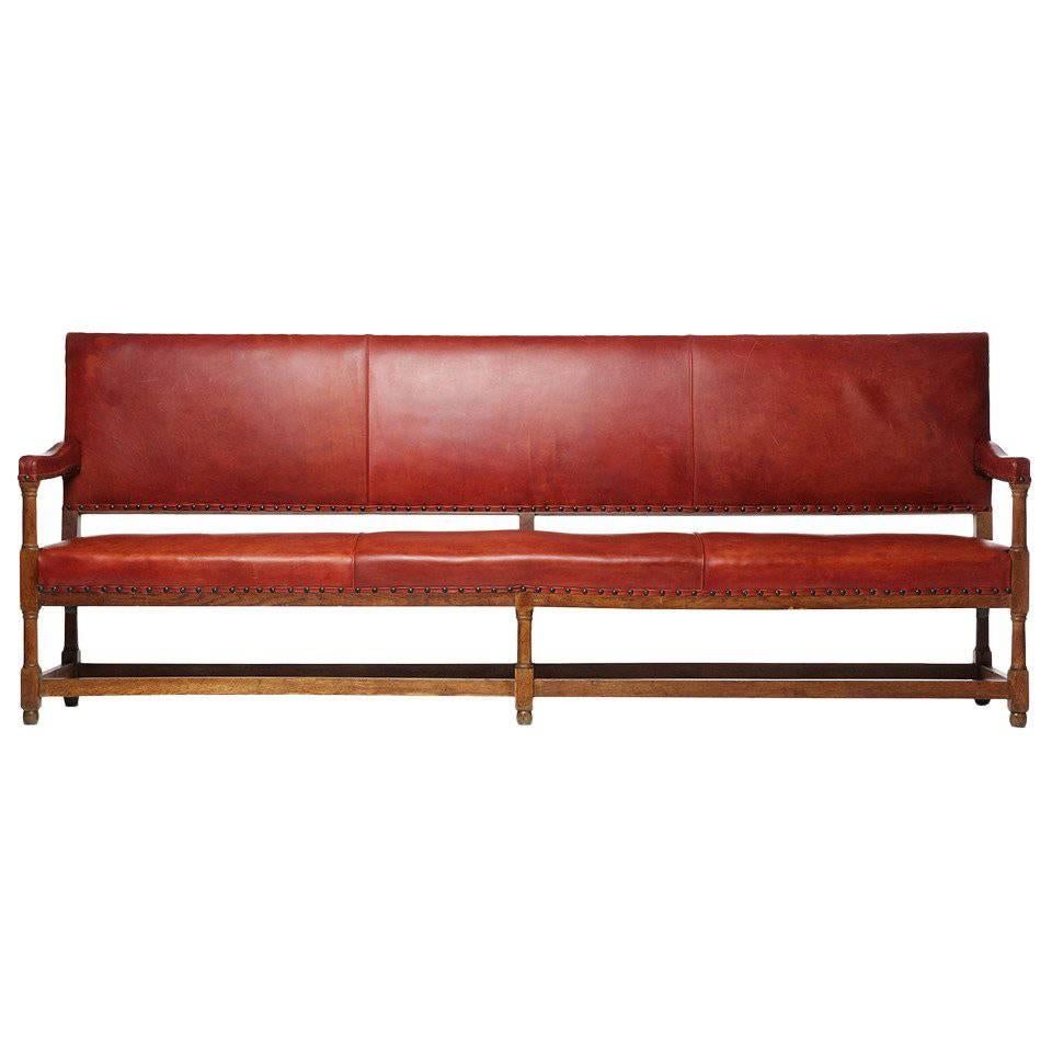 Long Oak Bench in Original Leather