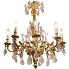 19th Century French Gilt Bronze and Cut Crystal Glass Chandelier