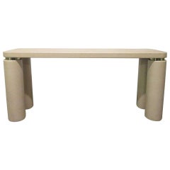 Karl Springer Style Faux Snakeskin Console Table 3