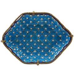 19th Century Cloisonné Faience Pin Tray on Ormolu Stand, France