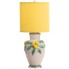 Handmade, Glazed Terra Cotta Vintage Italian Vase by Solimene as a Custom Lamp