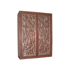 Vintage Spectacular Wall Cabinet with Carved Bamboo Doors by James Mont