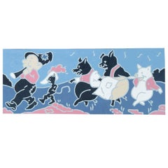 "Parade of Nursery Rhyme Characters, " Rare, Very Fine Linoleum Panel