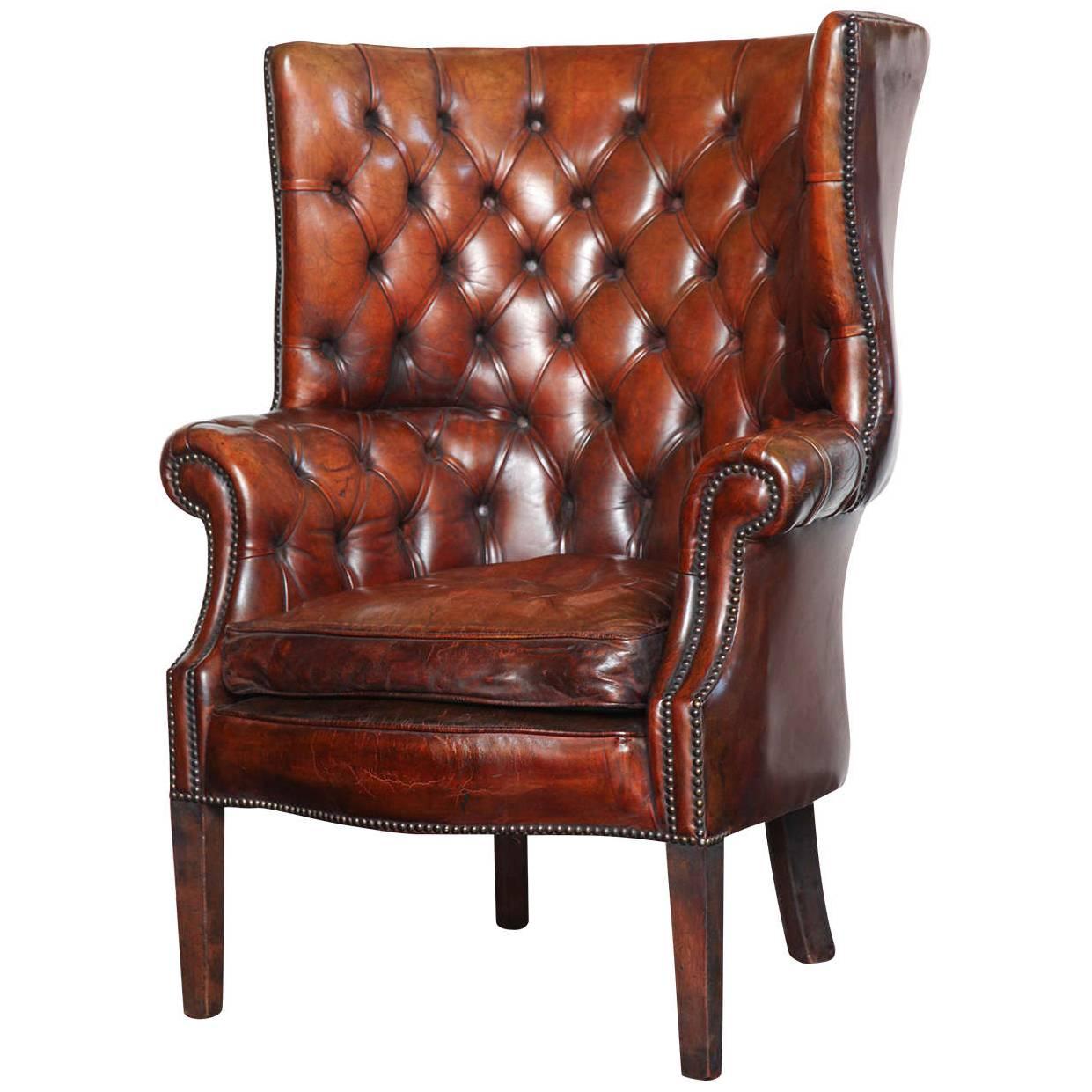 Georgian Style Leather Library Chair