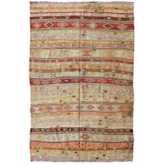 Large Vintage Turkish Flat Weave Kilim