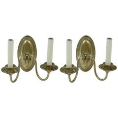 Pair of 1920s Silver Two Light Sconces