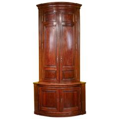 Monumental 18th Century French Louis XVI Walnut  Bombe Corner Cabinet