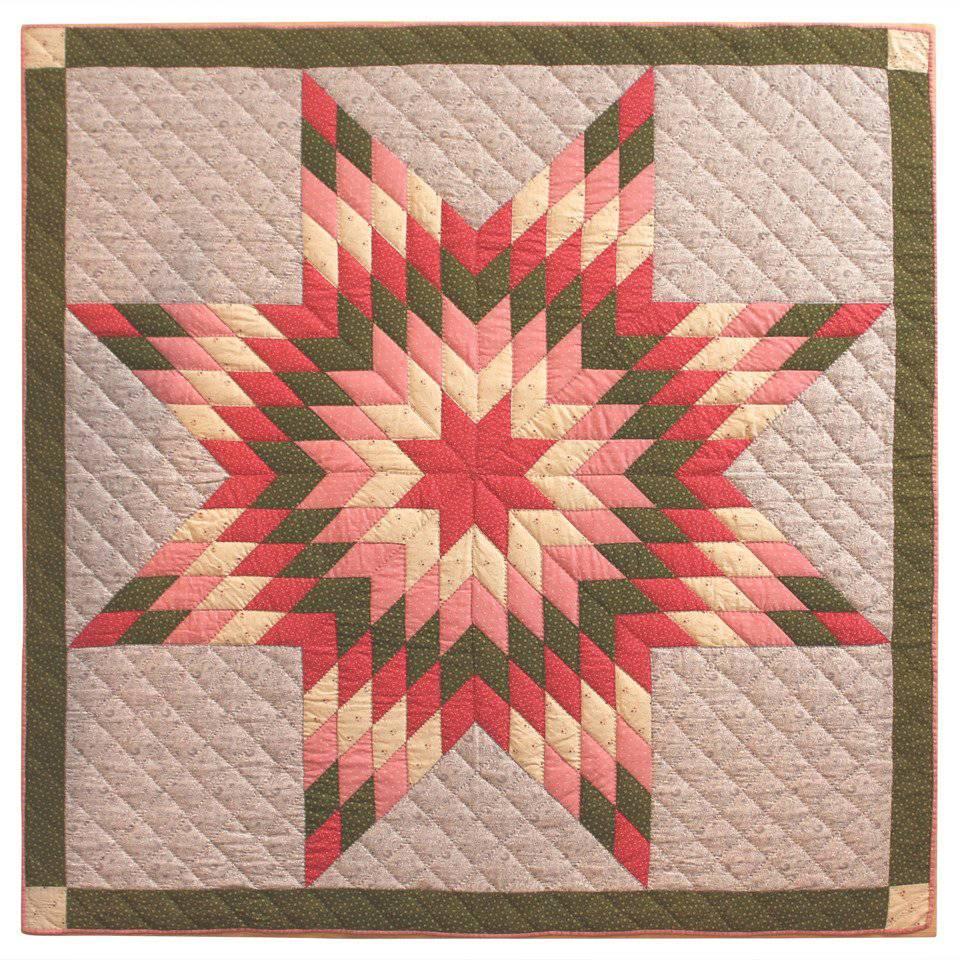 Amazing Mounted, 19th Century Pennsylvania Star Crib Quilt