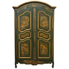 18th French Louis XV Chinoiserie Painted Armoire 6