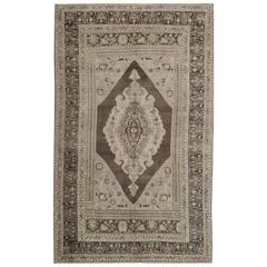 Light Brown Turkish Vintage Oushak Rug with Geometrics 7