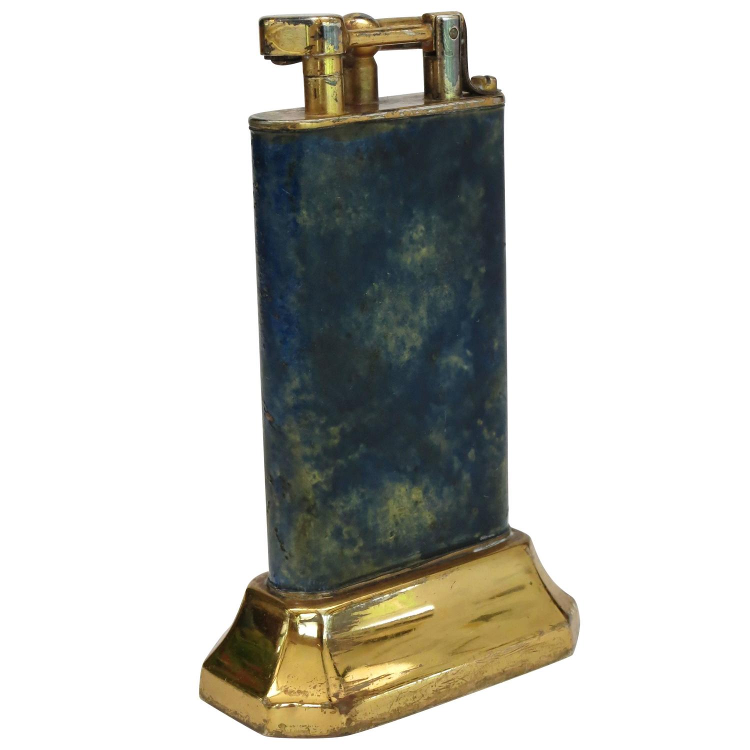 Aged Lift Arm Table Lighter by Dunhill For Sale at 1stdibs