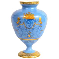 Antique Escalier de Cristal Blue and Gold Porcelaine Vase