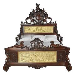 Austrian Neo-Baroque Carved Mahogany Bed 7