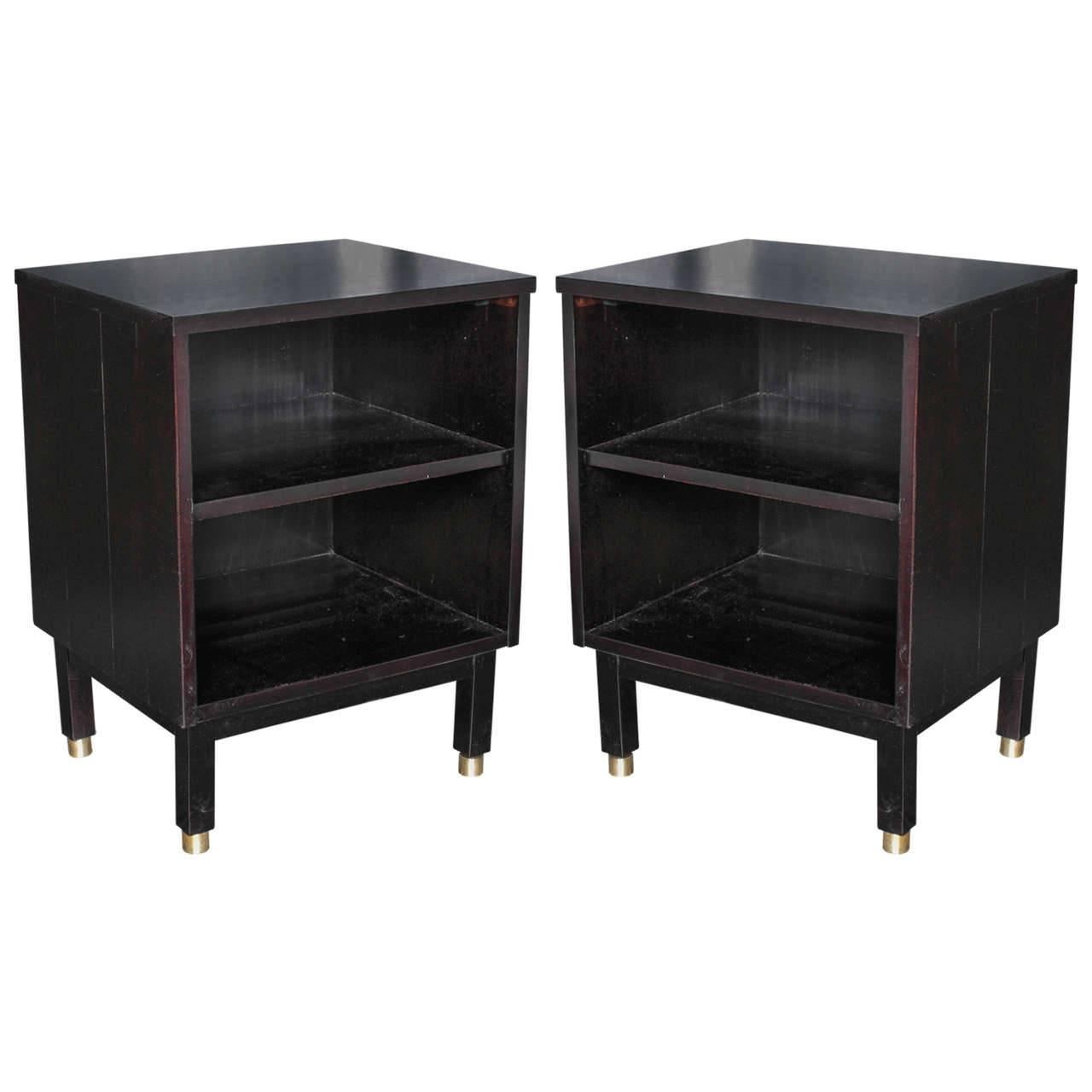 Pair of Edward Wormley Ebonized Maple Bedside Tables, Manufactured by Dunbar