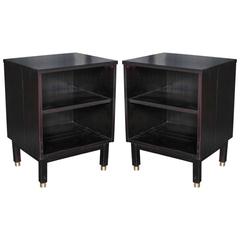 Pair of Edward Wormley Ebonized Maple Bedside Tables, Manufactured by Dunbar