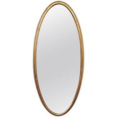 American 1950s Oval Mirror with Gilt Frame 8