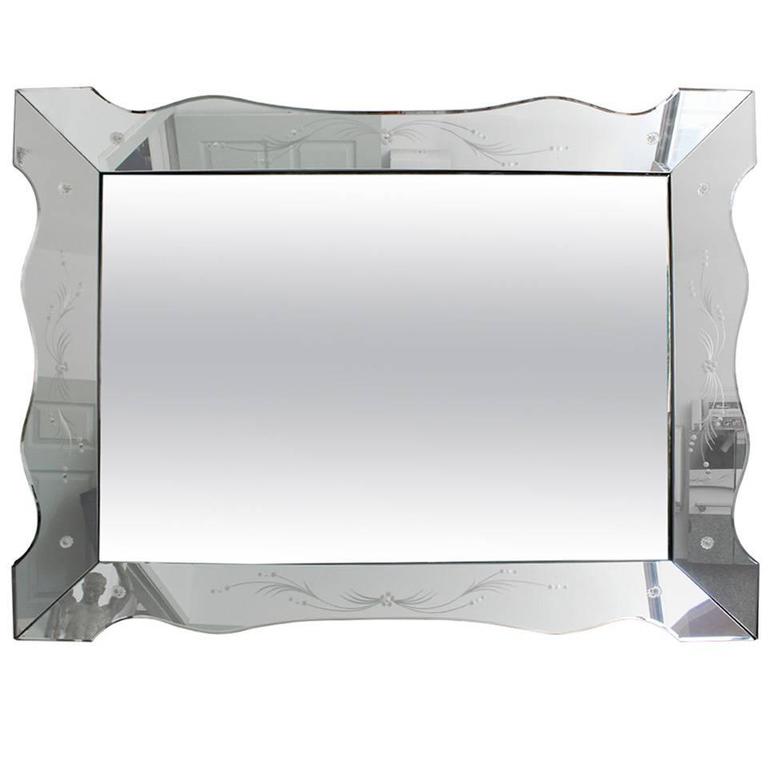 Elegant Scalloped Mirror With Murano Glass Appliqués at 1stdibs