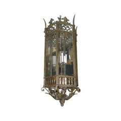 Antique Large Neoclassic Bronze and Iron Lantern