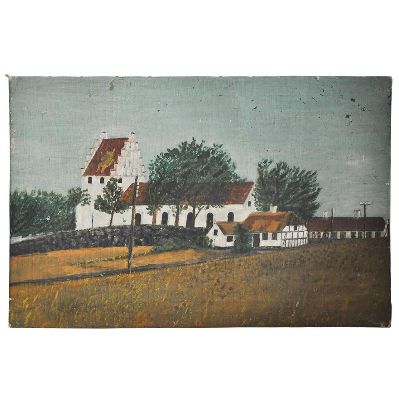 French Landscape Painting, circa 1900 For Sale