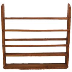 Antique French 19th Century Wood Wall Plate Rack with Three Shelves