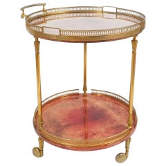 Aldo Tura Bar Cart or Side Table, circa 1960 with Removable Glass Tray