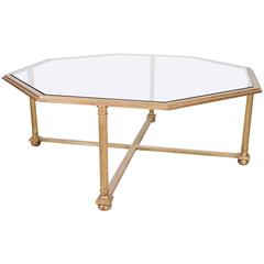 Octagonal Gilt Coffee Table with Glass Top