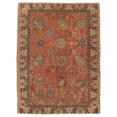Antiker türkischer Khotan-Teppich aus Turkmenistan, handgefertigter Orientteppich, Koralle, Elfenbein, Blau, Weich