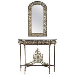 Art Deco Console with Mirror, Attributed to Oscar Bach