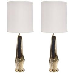 Pair of Sculptural Mid-Century Modernist Brass Table Lamps by Laurel Company Pair of Sculptural Mid-Century Modernist Brass Table Lamps by Laurel Company
