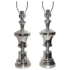 Pareja de lámparas de mesa plateadas