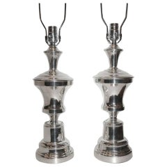 Vintage Pair of Silver Plated Table Lamps