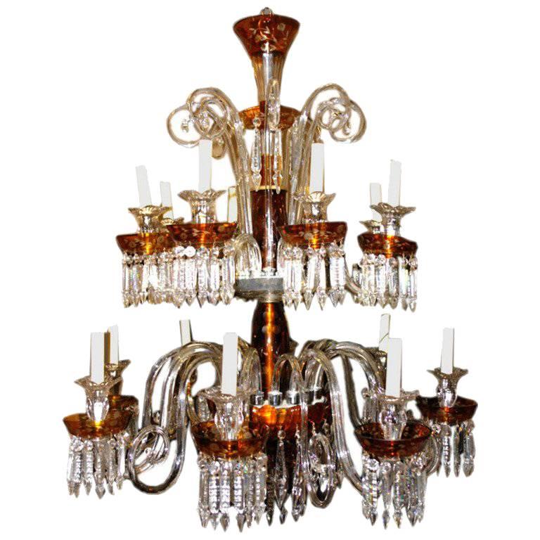 Large Bohemian Glass Chandelier For Sale