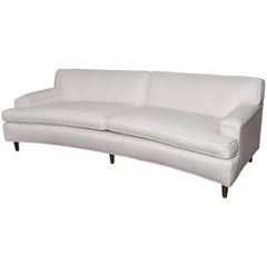 Edward Wormley for Dunbar Furniture Curved Sofa in White Fabric