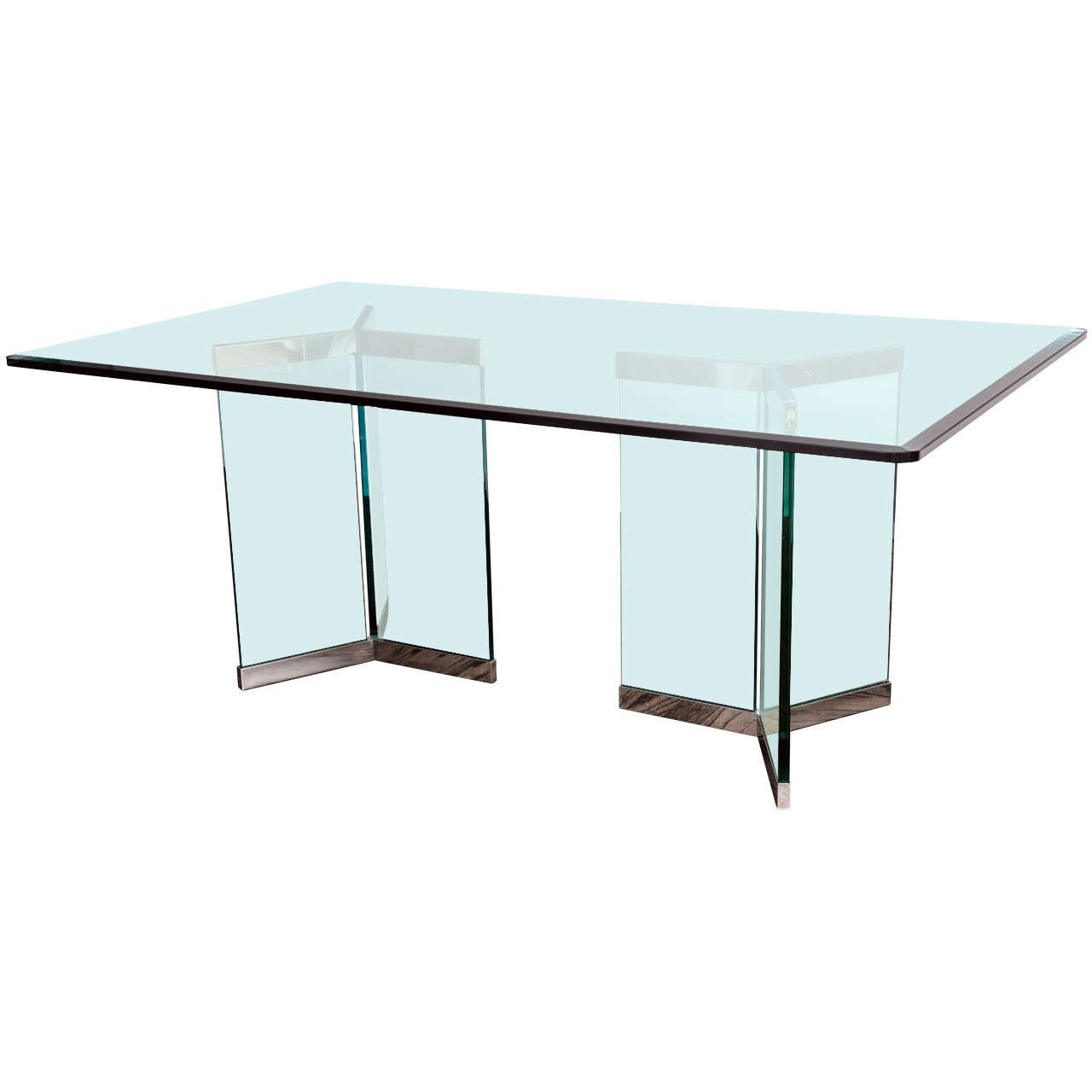 Round glass dining table by LEON ROSEN for PACE COLLECTION at 1stDibs