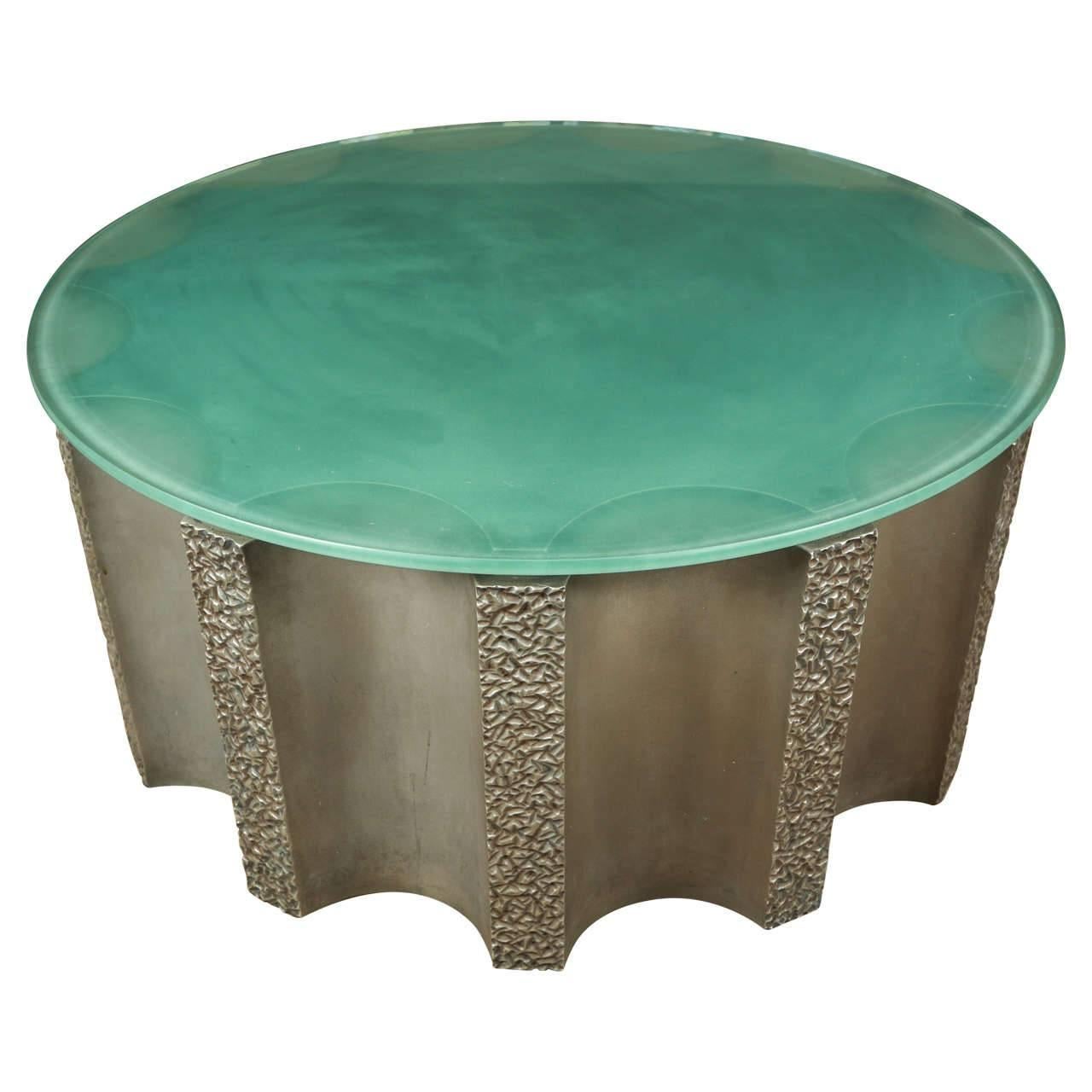 Impressive Drum-Shaped Fluted Coffee Table by Steve Chase
