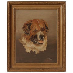 19th Century Bernese Mountain Dog Oil Painting