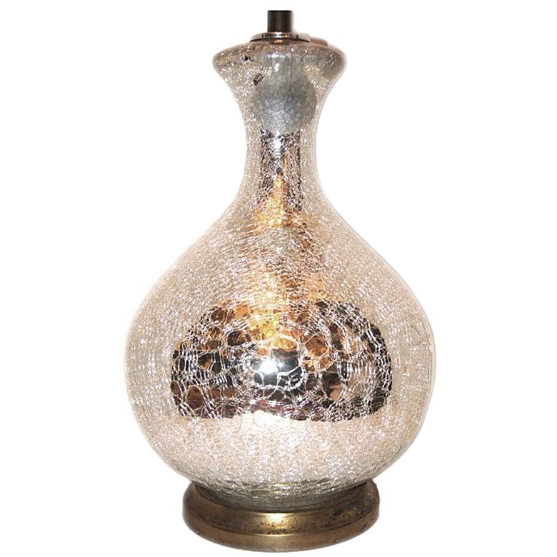 Pair of Crackled Mercury Glass Sphere Lamps For Sale at 1stDibs