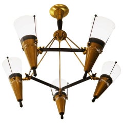 Vintage Five-Light Chandelier, Italy, Midcentury