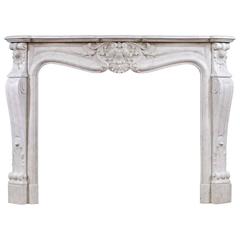 19th Century French Louis XV Style Antique Carrara Marble Fireplace Mantel